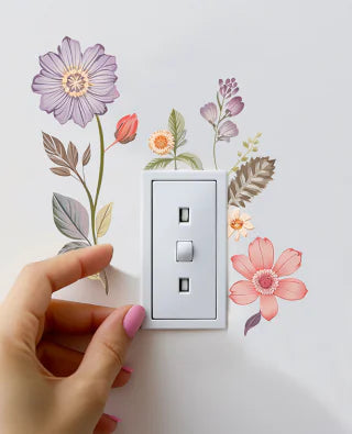 Beautiful flowers Switch Wall Sticker  Removable