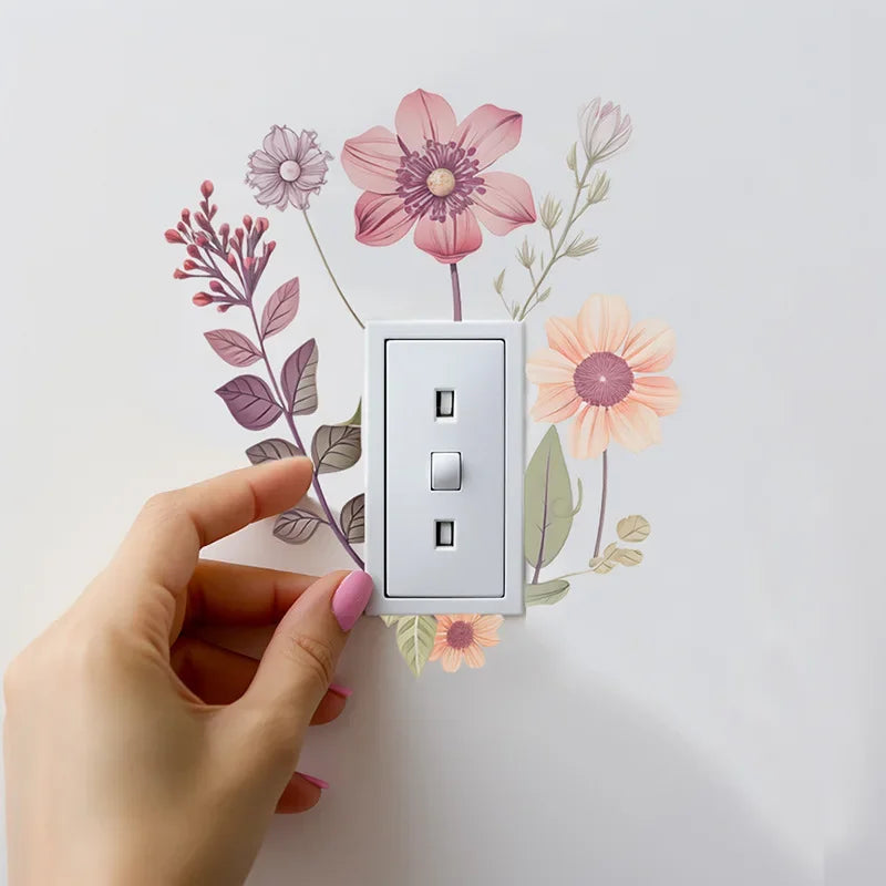 Beautiful flowers Switch Wall Sticker  Removable