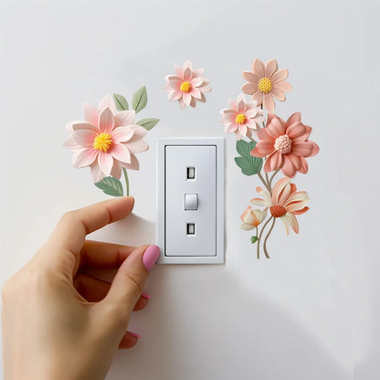 Beautiful flowers Switch Wall Sticker  Removable