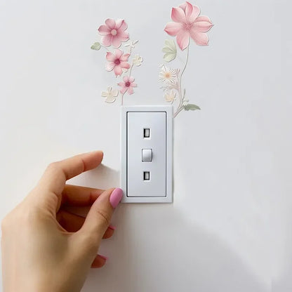 Beautiful flowers Switch Wall Sticker  Removable