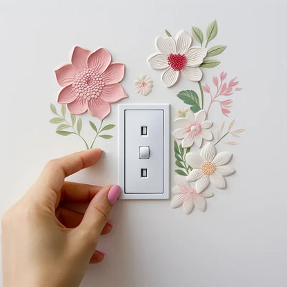 Beautiful flowers Switch Wall Sticker  Removable