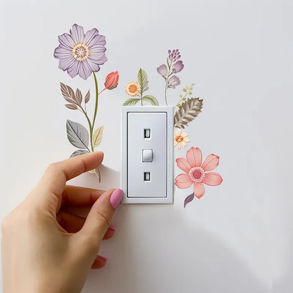 Beautiful flowers Switch Wall Sticker  Removable