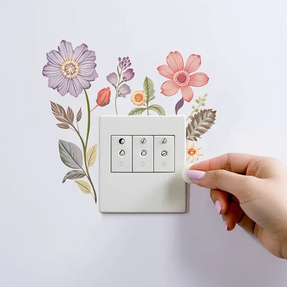 Beautiful flowers Switch Wall Sticker  Removable