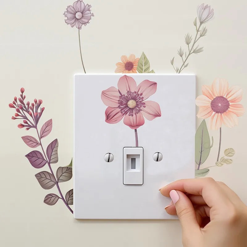 Beautiful flowers Switch Wall Sticker  Removable